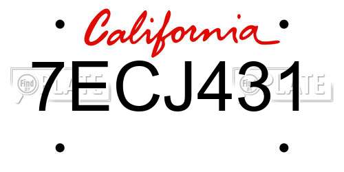 7ECJ431 California License Plate