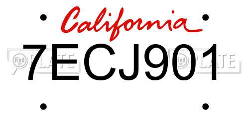 7ECJ901 California License Plate