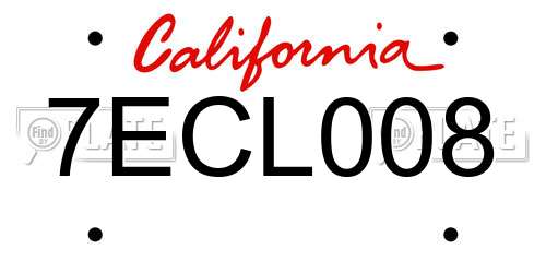 7ECL008 California License Plate
