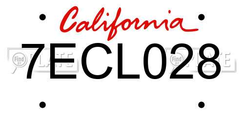 7ECL028 California License Plate