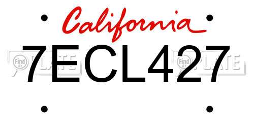 7ECL427 California License Plate