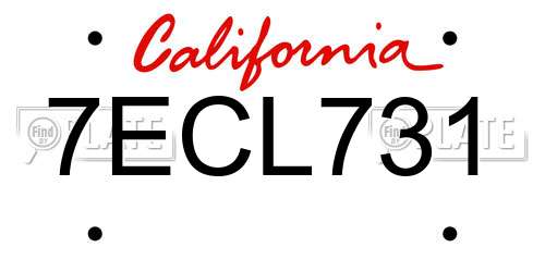 7ECL731 California License Plate