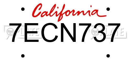 7ECN737 California License Plate