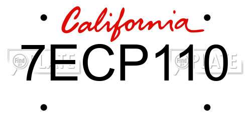 7ECP110 California License Plate