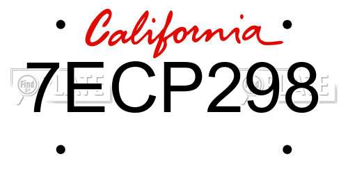 7ECP298 California License Plate