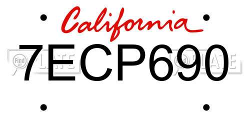 7ECP690 California License Plate
