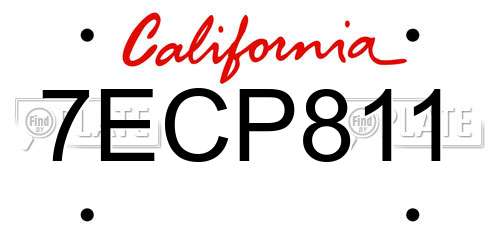 7ECP811 California License Plate