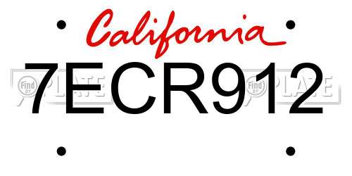 7ECR912 California License Plate