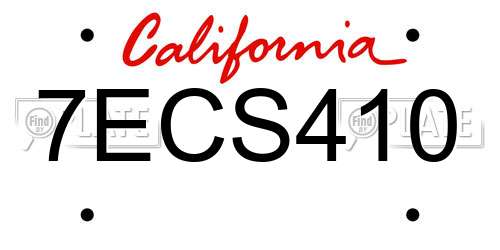 7ECS410 California License Plate