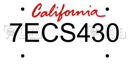 7ECS430 California License Plate