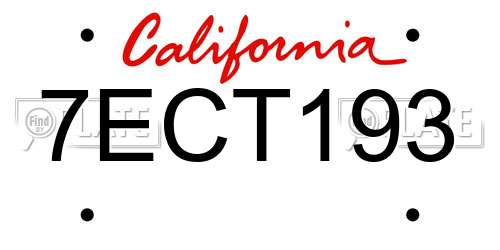 7ECT193 California License Plate