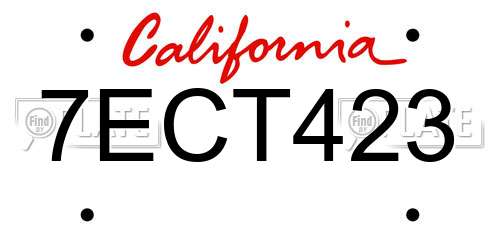 7ECT423 California License Plate