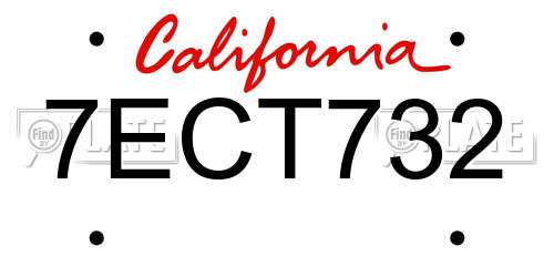 7ECT732 California License Plate