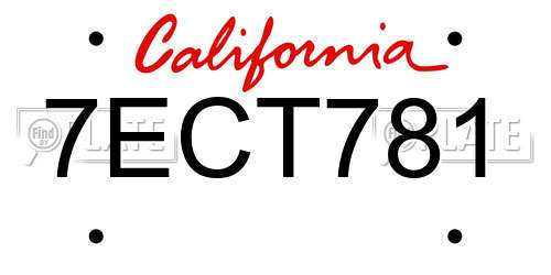 7ECT781 California License Plate