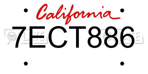 7ECT886 California License Plate