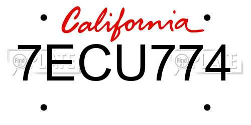7ECU774 California License Plate
