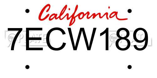 7ECW189 California License Plate