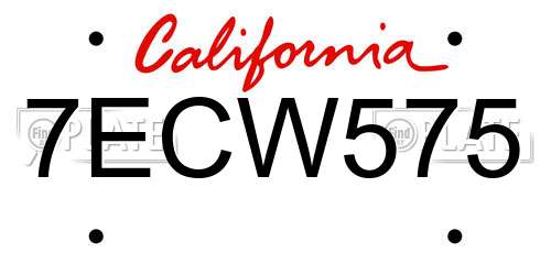 7ECW575 California License Plate
