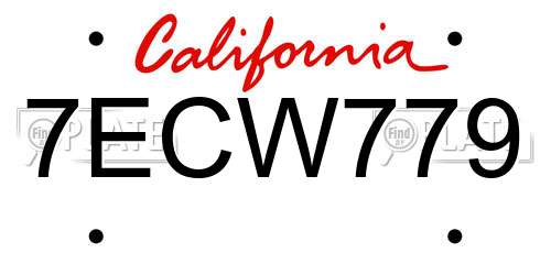 7ECW779 California License Plate