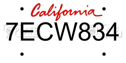 7ECW834 California License Plate