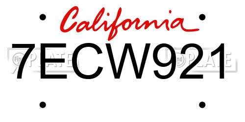 7ECW921 California License Plate