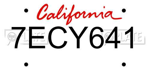 7ECY641 California License Plate