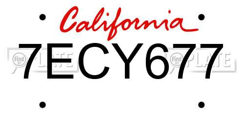 7ECY677 California License Plate
