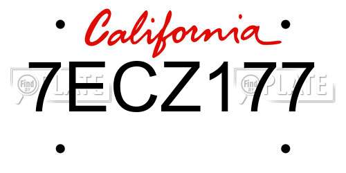 7ECZ177 California License Plate