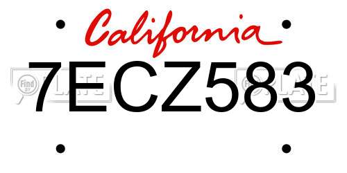 7ECZ583 California License Plate