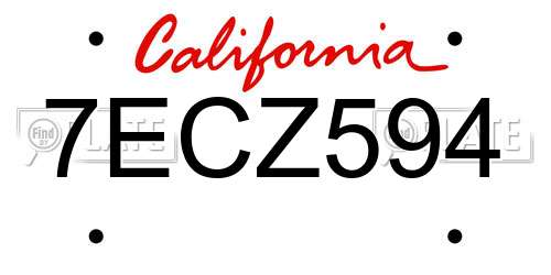7ECZ594 California License Plate