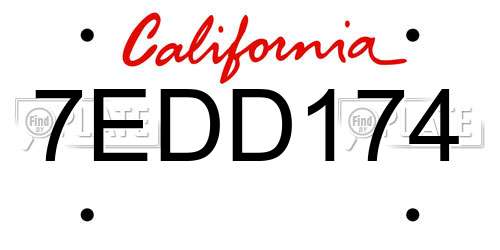7EDD174 California License Plate