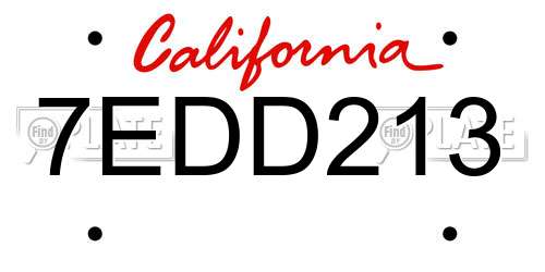 7EDD213 California License Plate