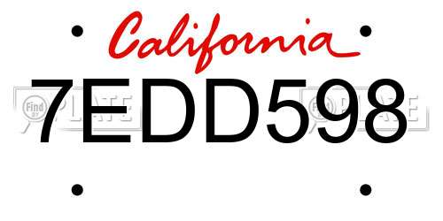 7EDD598 California License Plate