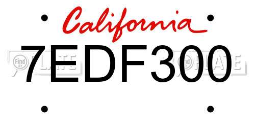 7EDF300 California License Plate