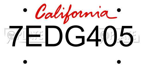 7EDG405 California License Plate