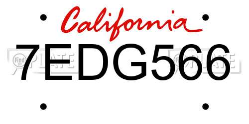 7EDG566 California License Plate
