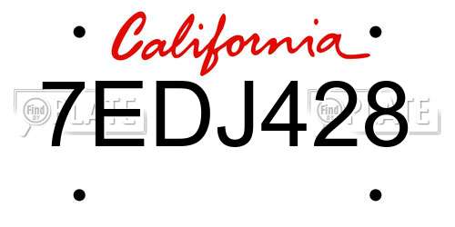 7EDJ428 California License Plate