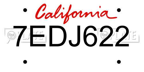 7EDJ622 California License Plate