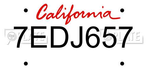 7EDJ657 California License Plate