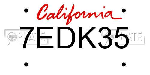 7EDK35 California License Plate