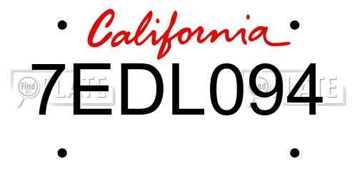 7EDL094 California License Plate