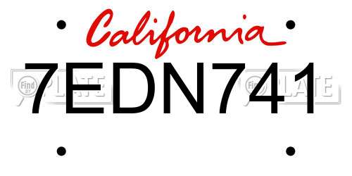 7EDN741 California License Plate