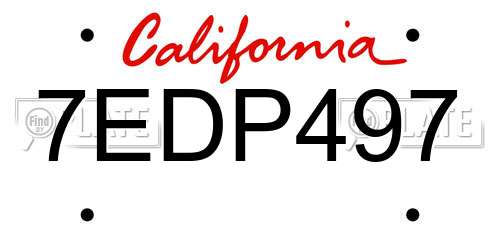 7EDP497 California License Plate