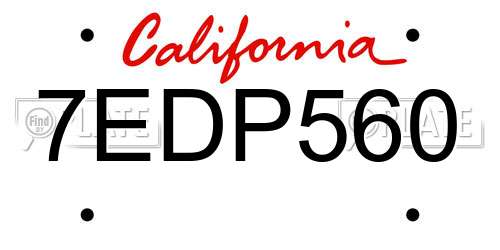 7EDP560 California License Plate