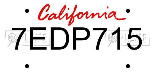 7EDP715 California License Plate