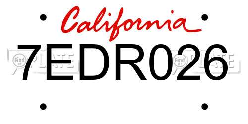 7EDR026 California License Plate