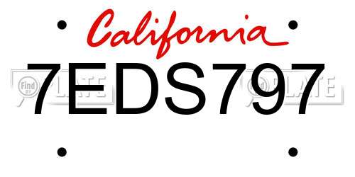 7EDS797 California License Plate