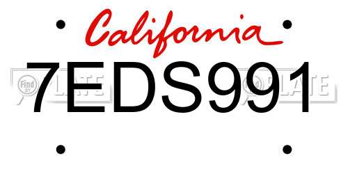 7EDS991 California License Plate