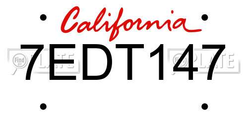 7EDT147 California License Plate