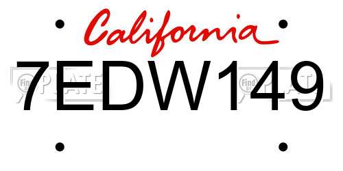 7EDW149 California License Plate